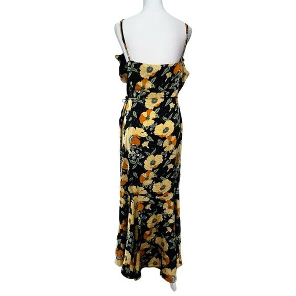 NWT Lulu's Perfectly Curated Black Floral Print Ruffled High-LowWrap Dress XL - Picture 7 of 14